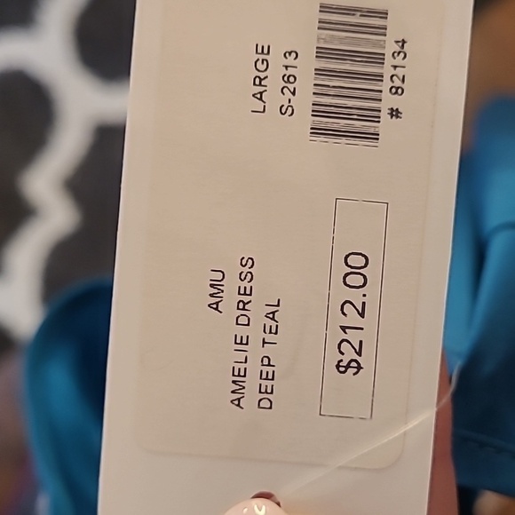 Amanda Uprichard sz large teal cape wing sleeve silk dress new with tags - Picture 11 of 12